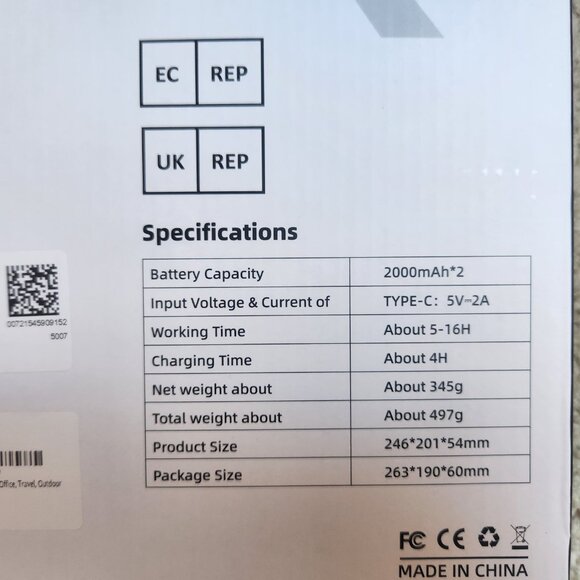 NIB Rechargeable Neck Fan  *5-16 hours on 1 charge - Picture 7 of 7